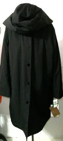 NWT L Womens JANE POST BLACK 3 in 1 LORO PIANA WOOL DOUBLE COAT JACKET $1250 Hoo Size L