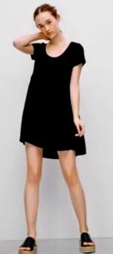 Talula Aritzia Womens Solid Black Short Sleeve 100% Cotton Dress Lined Medium