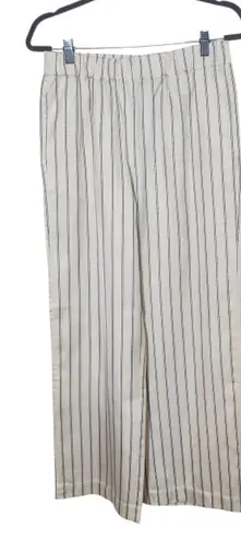 Jenni Kayne Cream Wide Leg Pants with Navy Stripes Size Small