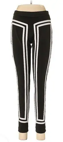 TOV Black Leggings Pants Stretchy Skinny Leg White Contrast Piping Chic EU40 szM Size M