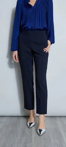 T Tahari Women's Navy Pull On Stretch Ankle Dress Pants Size 10 Officecore - Image 1