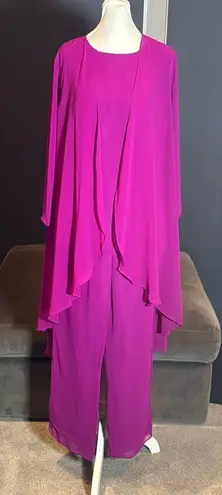 Women’s Chiffon 3 Piece Party Formal Mother of the Bride Pants Suit Size 12 NEW Purple