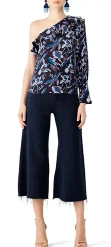 Tanya Taylor One Shoulder Floral Orla Top in Blue Size 6