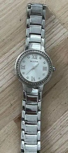 Bulova Ladies Watch Crystal Embellishments Pearl Dial Crystal Markers
