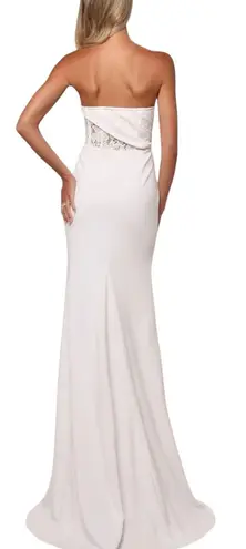Lulus Avowed Adoration White Sheer Lace Pleated Strapless Maxi Dress size XL