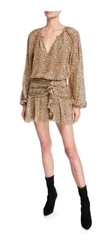 Ramy Brook  LEOPARD PRINTED JEANNIE Flounce DRESS Silk‎ Size 4
