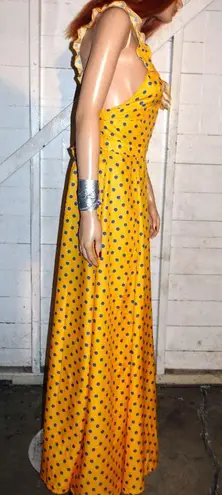 ChicMe Orange Blue Ruffle Polka Dot Maxi Dress L