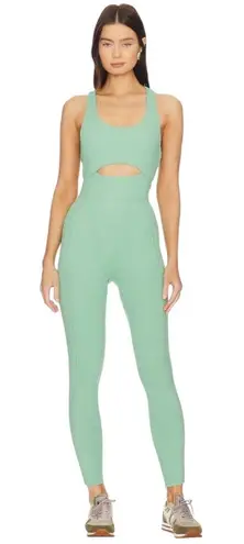 New Gigi C Krizia Sage Green Micro Rib Cutout Tied Jumpsuit Catsuit XS