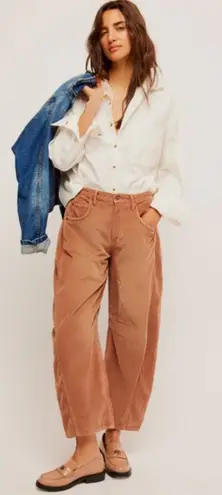 Free People  Good Luck Cord Barrel Jeans Tan Brown Neutral Size 27 Corduroy