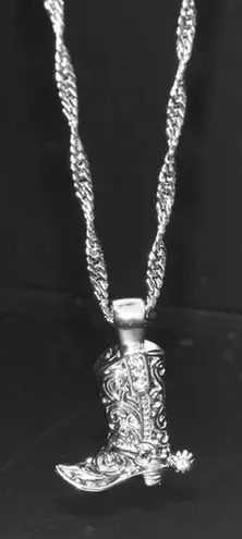 Silver Cowboy Boot Necklace