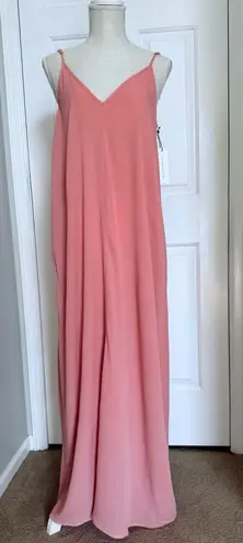 Treasure & Bond Pink Rosette Woven Maxi Dress Sz M Spaghetti Strap Designer New