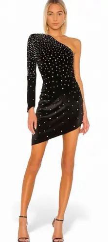 RETROFETE REVOLVE LANA BLACK ONE SHOULDER CRYSTAL EMBELLISH ASYMMETRICAL DRESS Size M