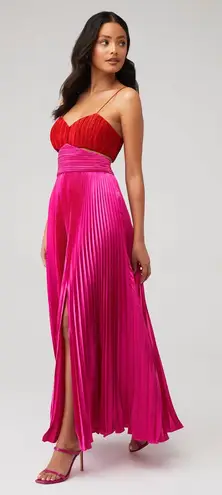 AMUR ($695) Elodie Gown in Red Rose & Magenta