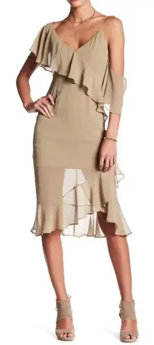 Keepsake the Label Cosmic Girl Ruffle Dress in Willow Tan Beige Green Size Small