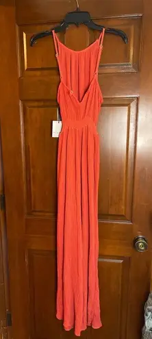 Bella Dahl Smocked back Cami jumpsuit in Papya red