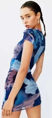 With Jean Sami Mini Mesh Dress in Blue Print