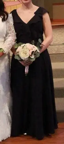 Mori Lee Madeline Gardner Bridesmaid Navy Blue Chiffon Maxi Dress Size 8