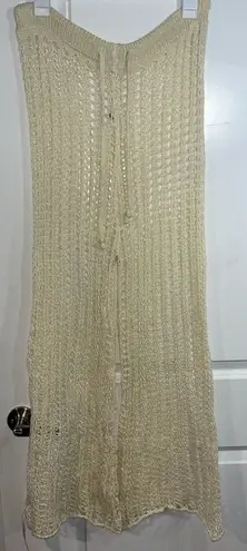 Odiva NWT Crochet Pullover Swimwear Cover Up Pants Size Large in Crème Color