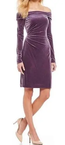 Eliza J Â Velvet Off The Shoulder Dress Long Sleeve ShortâSheath Purple Size 8 New