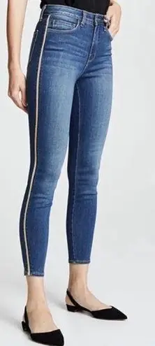 L'Agence L’AGENCE Margot High Rise Skinny Jeans Glitter Tuxedo Stripe Neptune Wash Sz 27