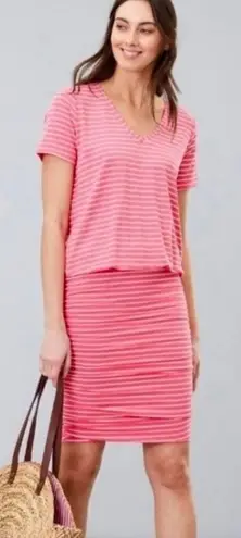 Joules Pink Striped V Neck Short Sleeve Knit Dress Size 4 Casual Pink