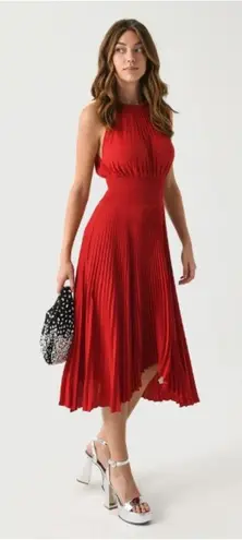ALC Frank A.L.C. Renzo II Dress Womens Size 10 Red Pleated Halter Midi