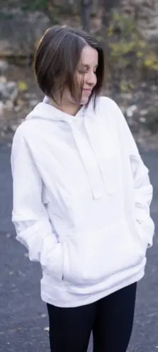 Alala Notch Hoodie Sweatshirt Long Mesh Sleeve Cotton Bamboo White Size XS