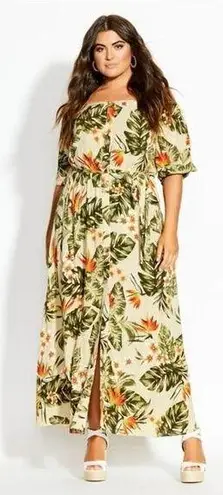 City Chic Women's Plus Size 18 Maui Maxi Dress Elasticated Off Shoulder Bohemian