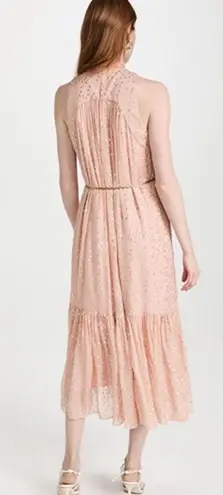 Zimmermann Women's Sleeveless Tie Neck Metallic Gold and Pink Dress Size 10