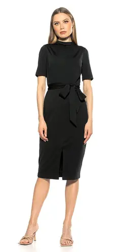 Alexia Admor Midi Dress - Short Sleeve Mock Neck Pencil Dress - Black
