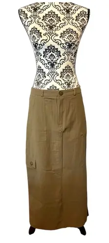 KIRIOUS Los Angeles Y2K Utility Tan Cargo Style Maxi Skirt Green Size L
