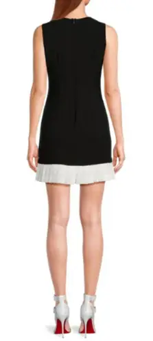 NWT Lea & Viola Pleated Round Neck Mini Sheath Dress Black Women's Size Small