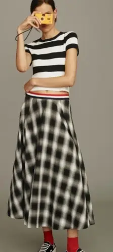 Mare Mare x Anthropologie Plaid Midi Skirt Small Black White A