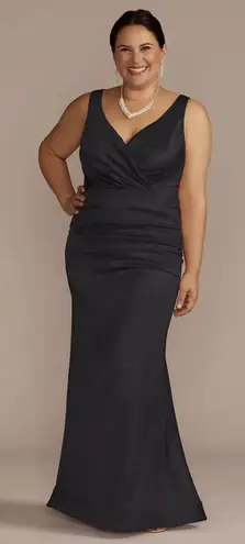 GALINA SIGNATURE Women’s Stretch Satin Ruched Mermaid Dress Black Size 2 EUC