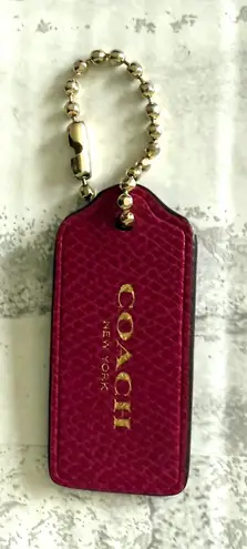 Coach  Charm Key Fob Purse Hang Tag Leather Fuchsia Color