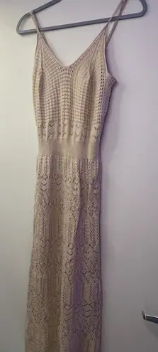 Freshman 1996 Beige Crochet Knit Dress Midi (M)