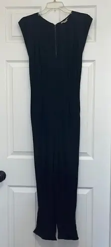 Helmut Lang Helmet Lang 100% Silk Black V-Neck Cap Sleeve Jumpsuit