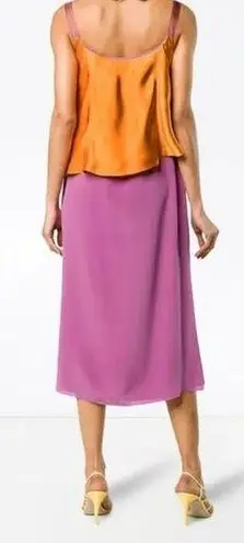 Sies Marjan 100% Silk Color Block Satin Midi Dress