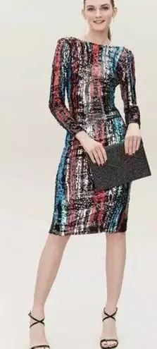 Dress the Population Lola Sequin Midi Dress in Rouge size XXS