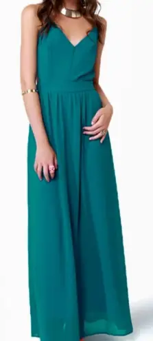 Lulus Backless Strap Maxi Dress Lined Sexy Elegant Green