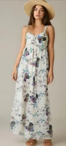 Pink Martini Dress Maxi Woman's Size XS Bird Floral Print Summer Lined Braided