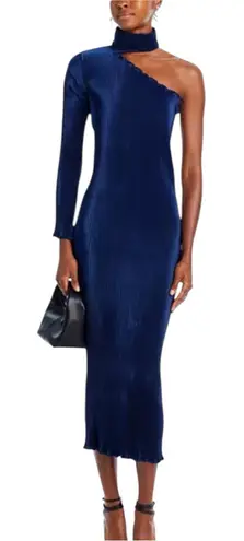 L'IDÉE 90's Midi Soirée One Shoulder Pleated Dress Regal Blue Large