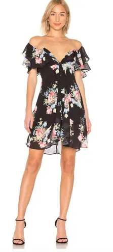 LPA Button Up Midi Dress in Midnight Roses XXS