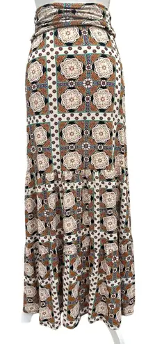 Voom by Joy Han Vintage 00s Tiered Maxi Skirt Strapless Dress Geometric Mod Boho Orange Size XS