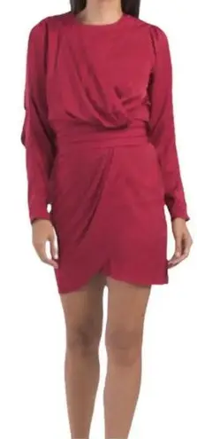 Ronny Kobo Women Size Medium Dark Red Shanaya Draped Moiré Mini Dress