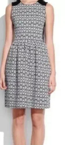 Madewell  Afternoon Dress Diamond Jacquard Tribal Black White Sleeveless Sz Small