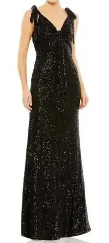 Mac Duggal 26693 Sequined Black Evening Gown Maxi Dress Size 4 NWT