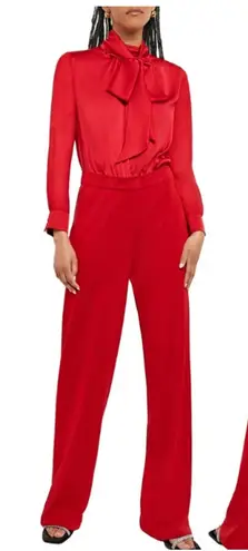 Misook Tie Neck Mixed-Media Jumpsuit Size XS