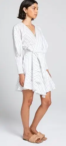 ALC Frank A.L.C. Enzo Dress Stripe Wrap Poplin White Salmon Size 2 NWT