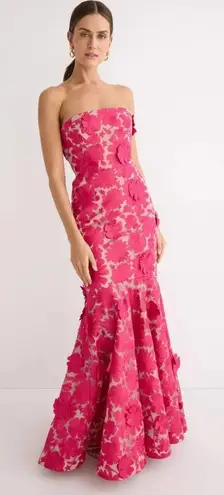 Helsi Embroidered Floral Pink Strapless Lace Up Corset Back Midi Gown Size XL - Image 1